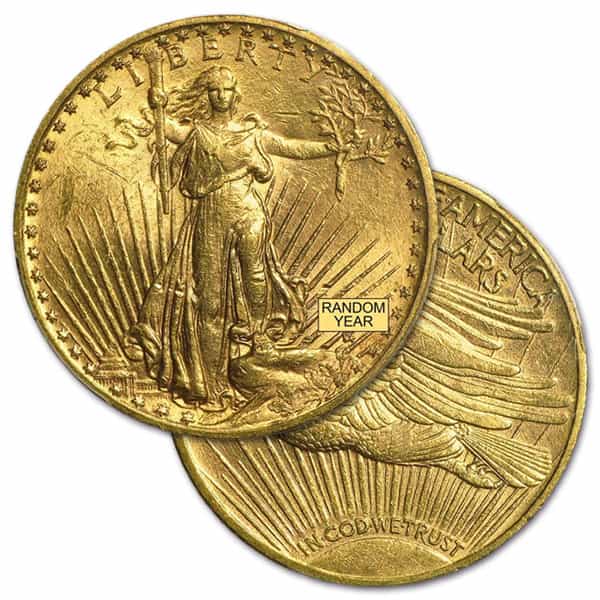 $20 St. Gaudens U.S. Gold (1907-1933), Brilliant Uncirculated (BU), 0.9675 Troy Ounce Gold Content