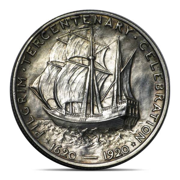 1920 Pilgrim Half Dollar - Almost Uncirculated 90% Silver (.3617
