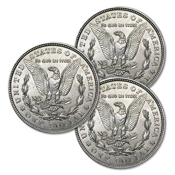 1921 AU Morgan Dollars 3 Coin Set (All 3 Mints, P/D/S)