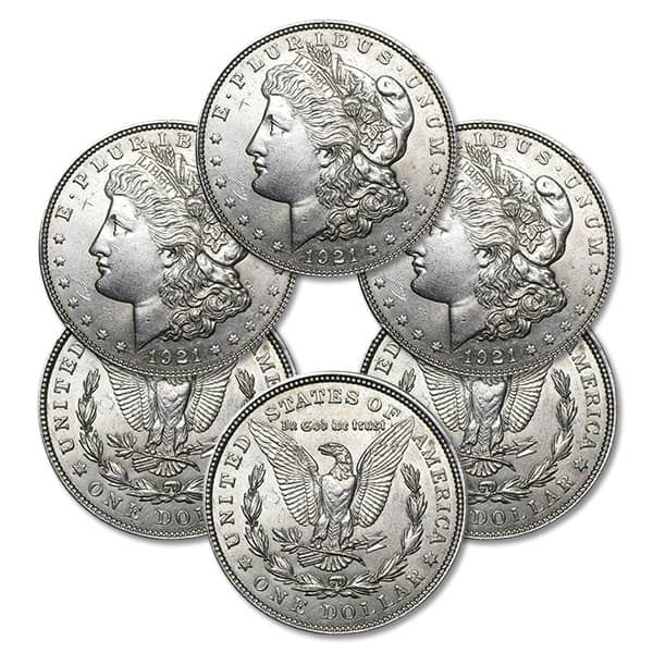 1921 AU Morgan Dollars 3 Coin Set (All 3 Mints, P/D/S)