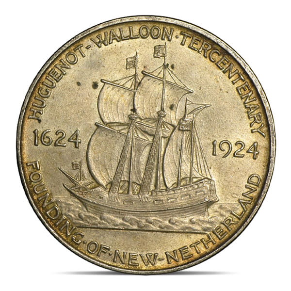 1924 Huguenot Walloon Tercentenary Silver Half Dollar - Almost