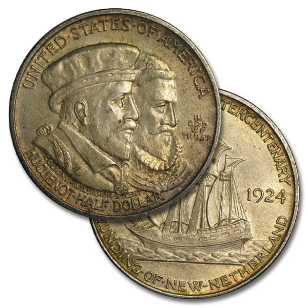 1924 Huguenot Walloon Tercentenary Silver Half Dollar - Almost