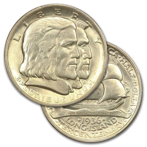 アメリカ　1936 ロングアイランド　記念銀貨　ハーフダラー 1936 Long Island Tercentenary Silver Half Dollar - Almost Uncirculated
