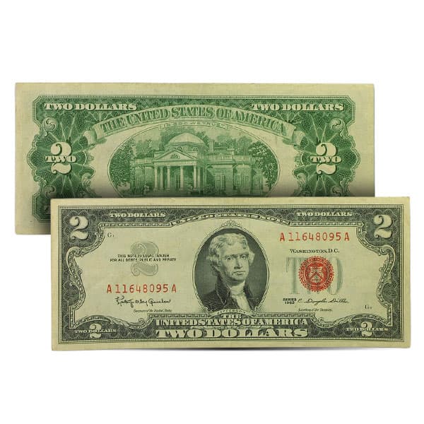 $2 U.S. Red Seal Note (Very Good to Very Fine), 1953 to 1953-C