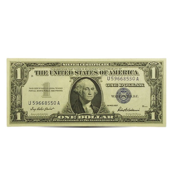 U.S. Silver Certificate - Crisp Uncirculated (CU) $1 USD Note, 1957