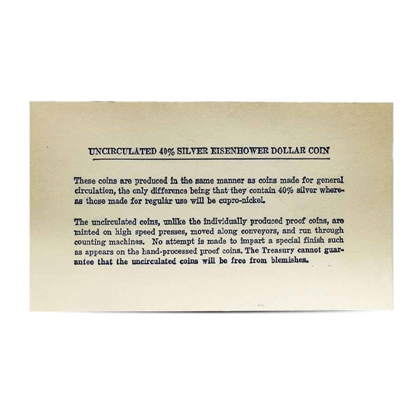 40% Silver Uncirculated Eisenhower Dollar - 1971-S (Blue Mint Envelope)