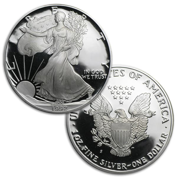 1992 Proof Silver American Eagle - 1 Troy Oz .999 Pure