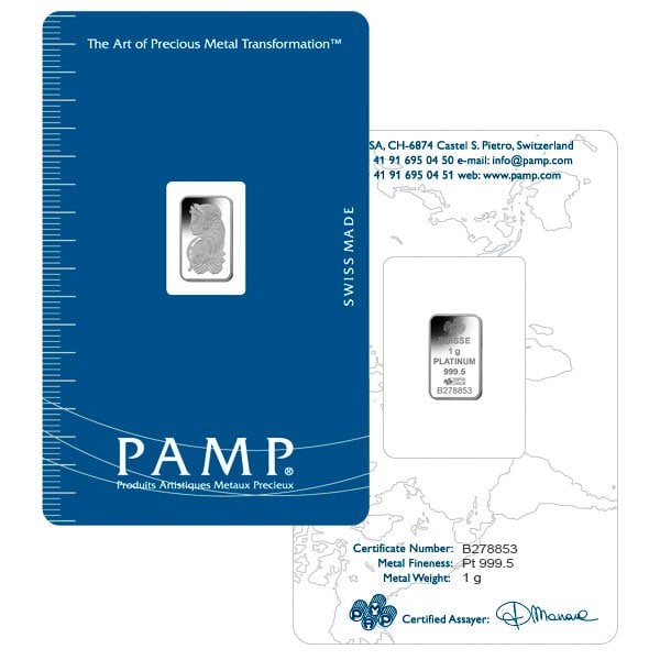 1 Gram Platinum Bars (In Assay)