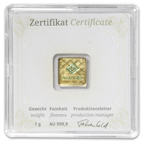 Geiger GOLD Bar - 1 Gram .9999 Pure, in Assay