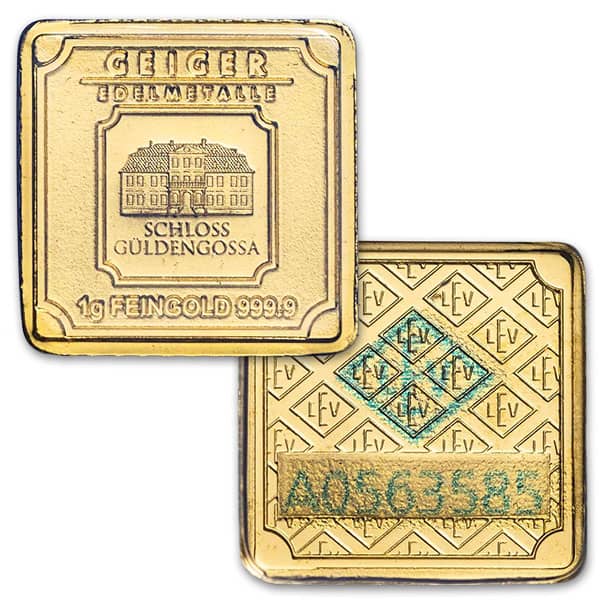 Geiger GOLD Bar - 1 Gram .9999 Pure, in Assay