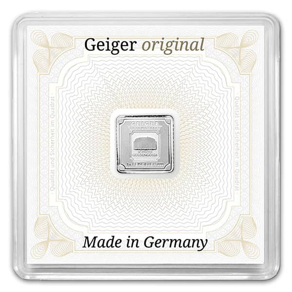Geiger SILVER Bar - 1 Gram .999 Pure, in Assay