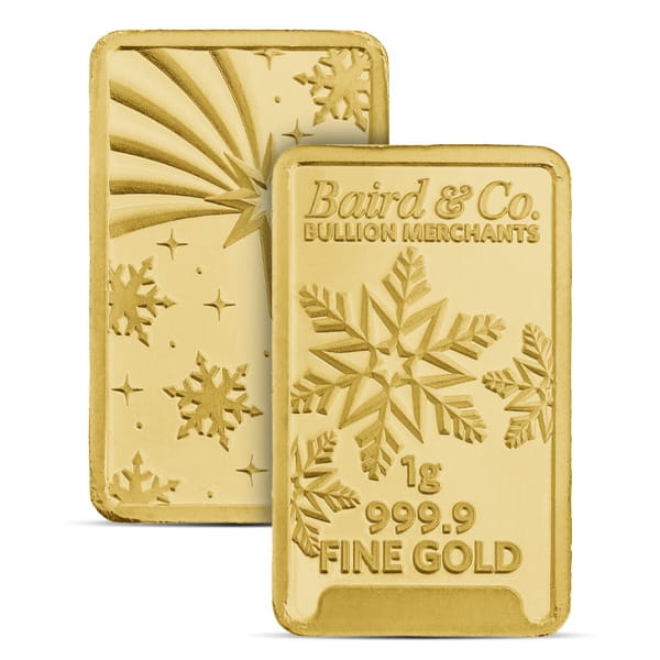 Christmas Assay Baird & Co. GOLD Bar - 1 Gram .9999 Pure