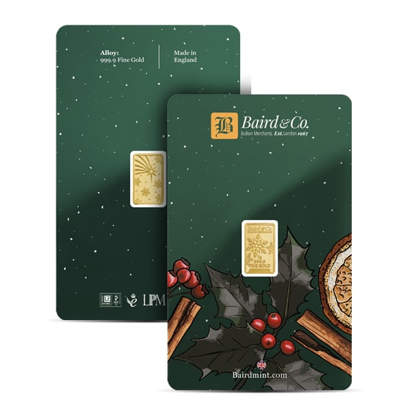 Christmas Assay Baird & Co. GOLD Bar - 1 Gram .9999 Pure