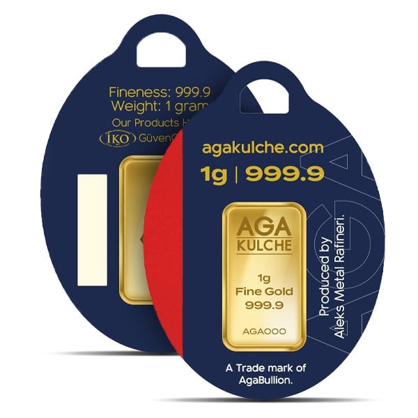 Keychain Assay AgaBullion Gold Bar, 1 Gram .9999 Pure