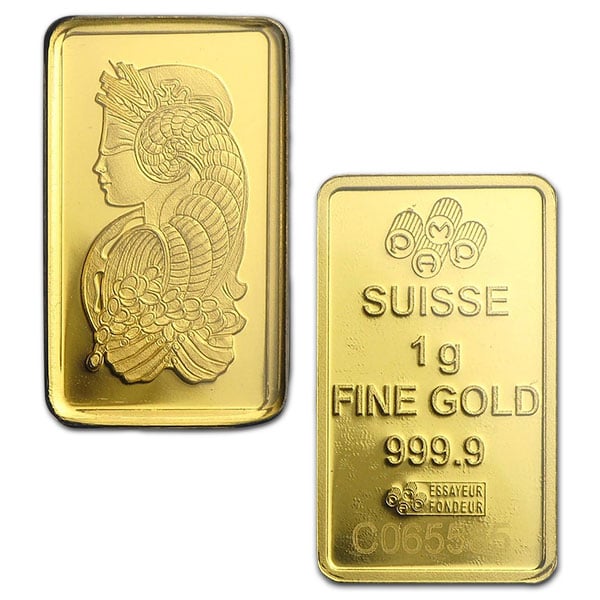 PAMP Suisse Gold Bar, 1 Gram, .9999 Pure (In Assay)