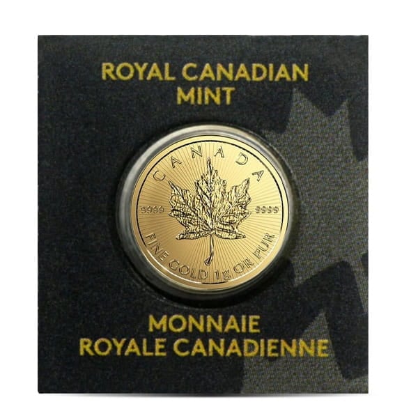 MapleGram SINGLE, 1 Gram .9999 Pure Gold in Assay (Dates Our Choice)