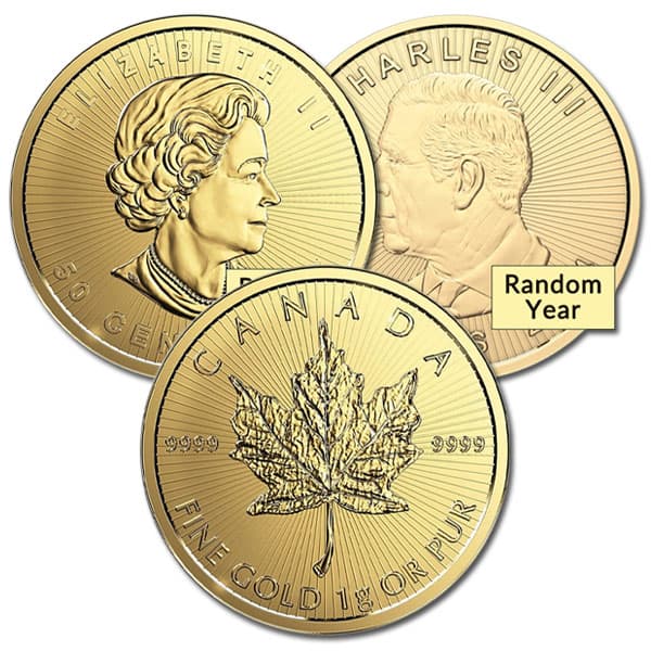 MapleGram SINGLE, 1 Gram .9999 Pure Gold in Assay (Dates Our Choice)