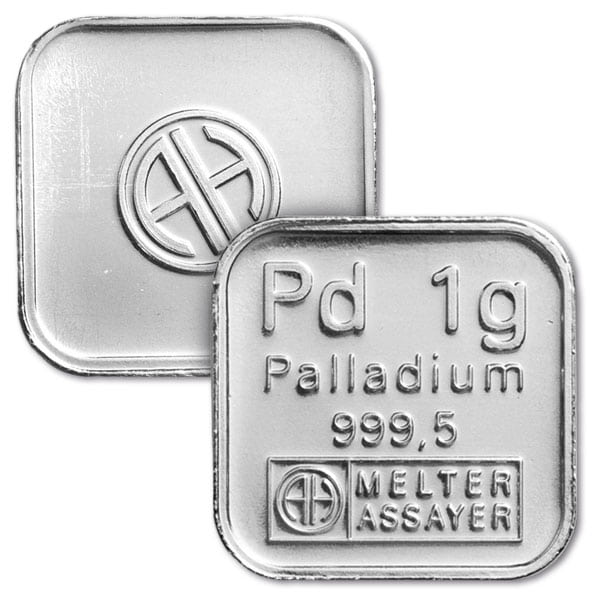 LOOSE Palladium Bar, 1 Gram .9995 Pure - NO Assay Package