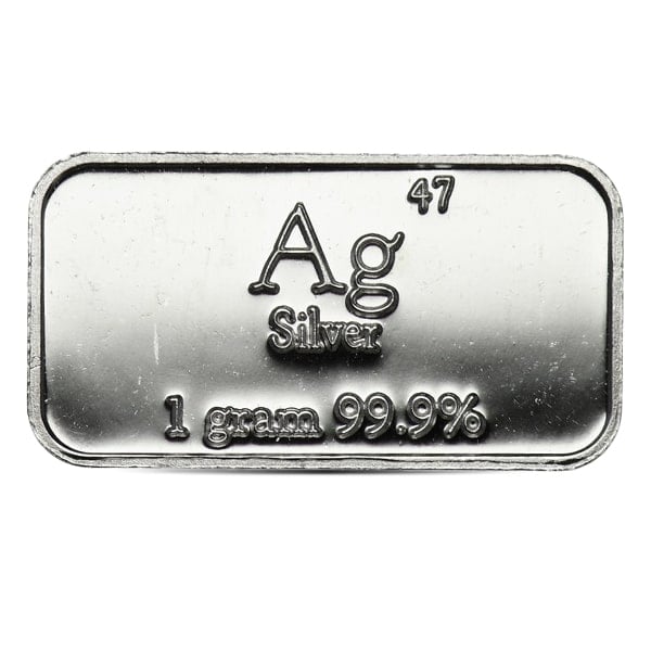 Silver Bar, 1 Gram .999+ Pure - NO Assay Package