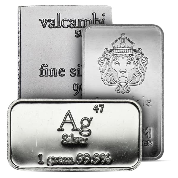 Silver Bar, 1 Gram .999+ Pure - NO Assay Package