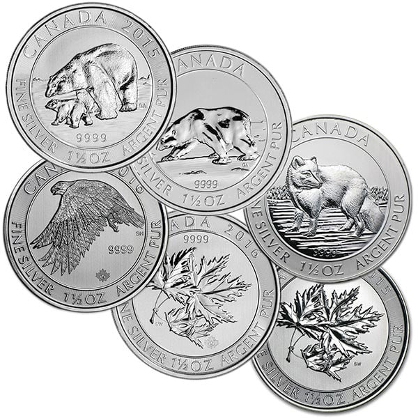 Canadian 1-1/2 Ounce .9999 RCM Silver Coin (BU - Various Designs) thumbnail