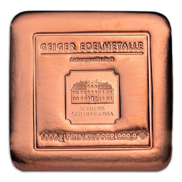 Geiger COPPER Bar - 1 Kilo, .9999 Pure