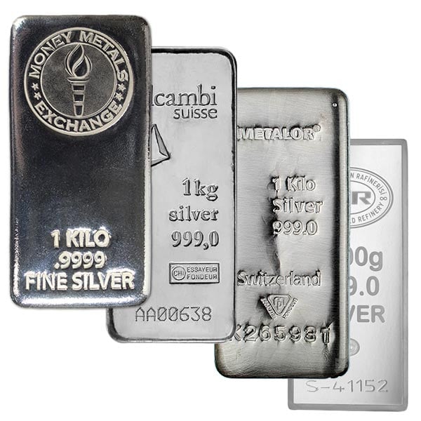 1 Kilo Silver bars for Low Premiums - Money Metals Exchange