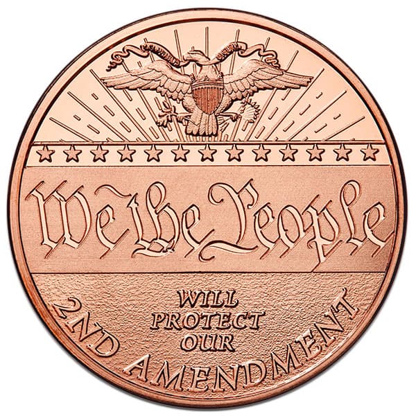 Copper We The People 2nd Amendment Round - 1 AVDP Oz, .999 Pure Copper
