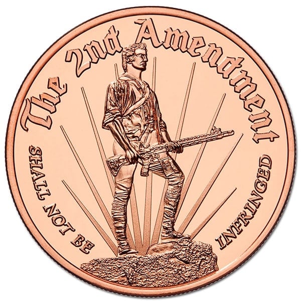 Copper 2nd Amendment (Minuteman) Round - 1 AVDP Oz, .999 Pure Copper