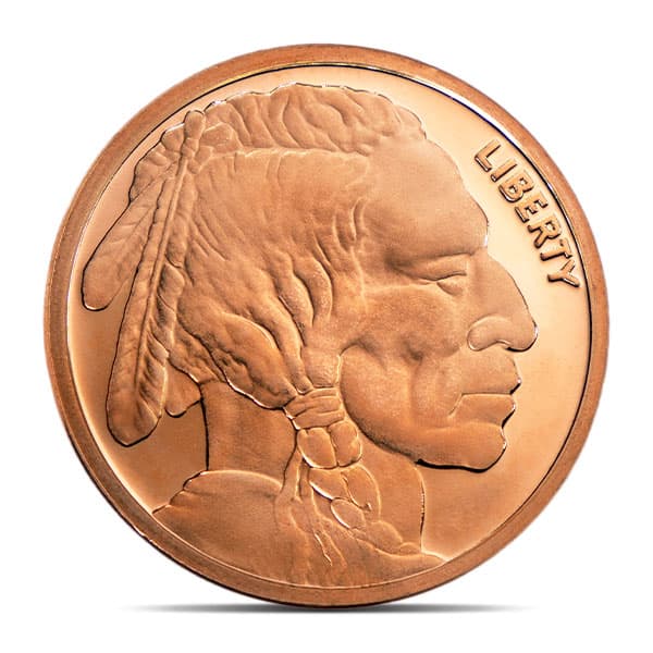 Copper Buffalo Round - 1 AVDP Oz, .999 Pure Copper