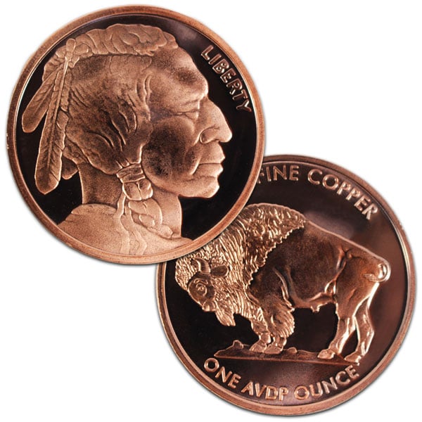 Copper Buffalo Round - 1 AVDP Oz, .999 Pure Copper