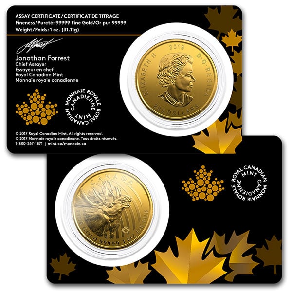 2019 RCM Call of the Wild Moose - 1 Troy Oz .99999 Gold