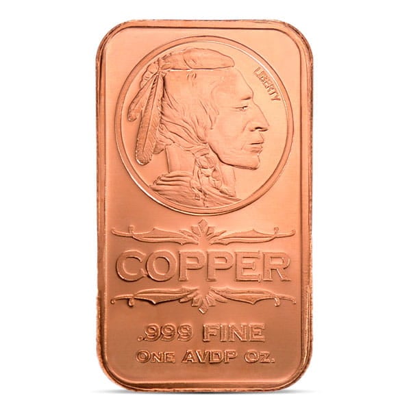 Copper Bar - Indian Head, 1 AVDP Oz, .999 Pure Copper thumbnail