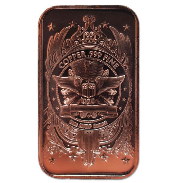 Copper Bar - Indian Head, 1 AVDP Oz, .999 Pure Copper thumbnail
