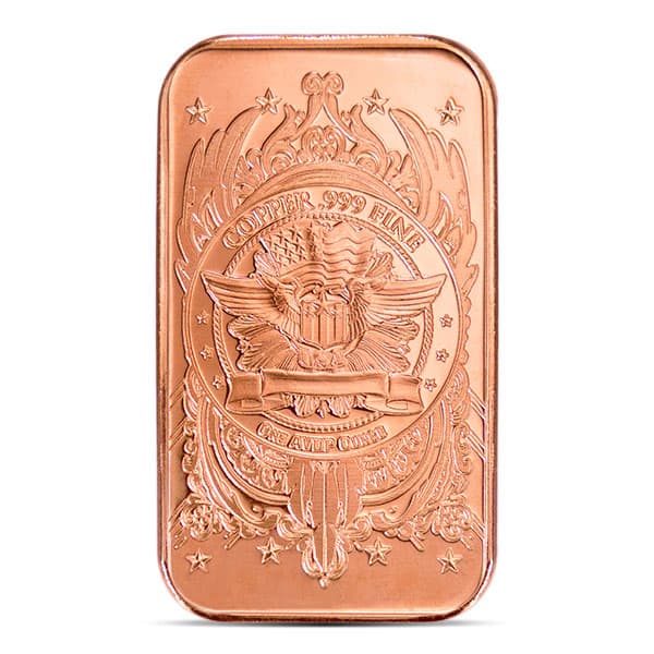 Copper Bar - Indian Head, 1 AVDP Oz, .999 Pure Copper thumbnail