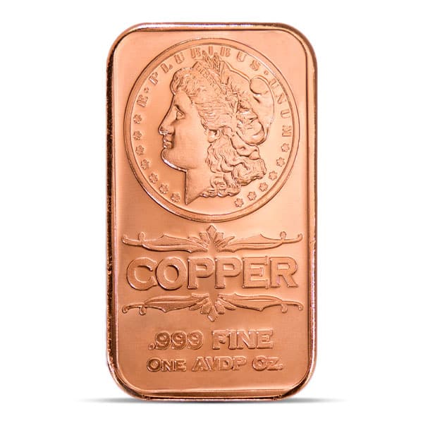 Copper Bar - Morgan Head, 1 AVDP Oz, .999 Pure Copper