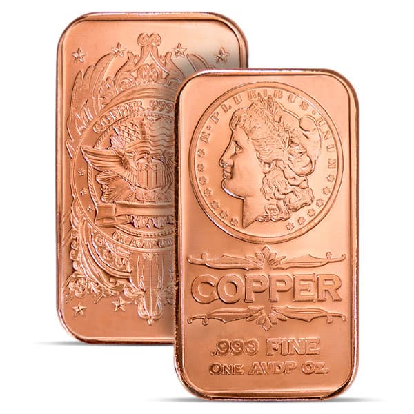 Copper Bar - Morgan Head, 1 AVDP Oz, .999 Pure Copper