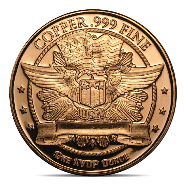Copper Capped Bust Round - 1 AVDP Oz, .999 Pure Copper