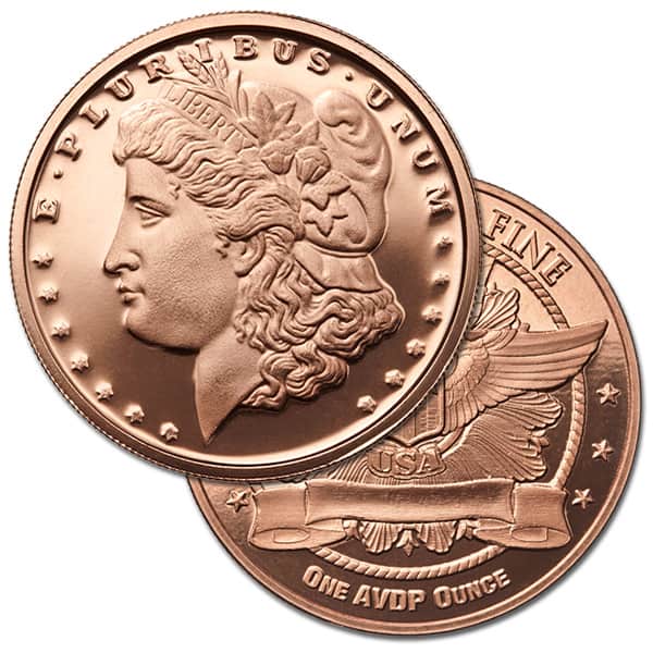 Copper Morgan Round - 1 AVDP Oz, .999 Pure Copper