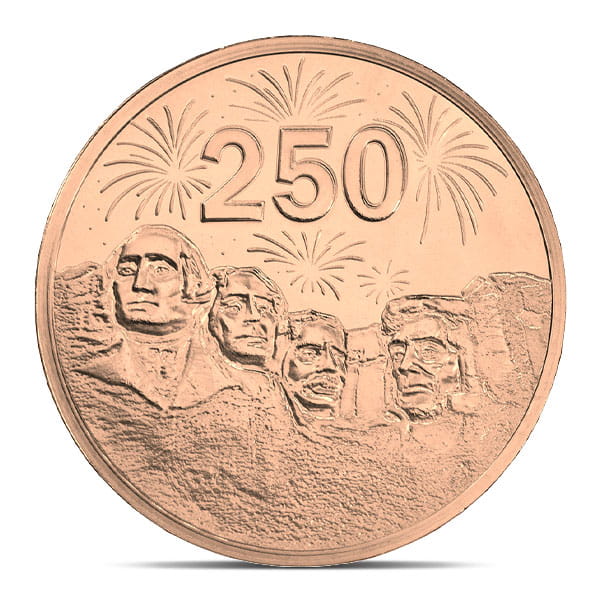 Copper Mt Rushmore / 250th Anniversary - 1 AVDP Oz, .999 Pure Copper