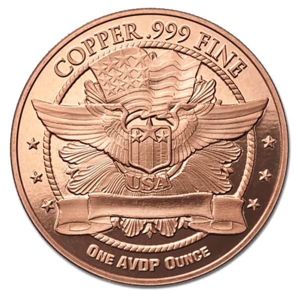 Copper Standing Liberty Round - 1 AVDP Oz, .999 Pure Copper