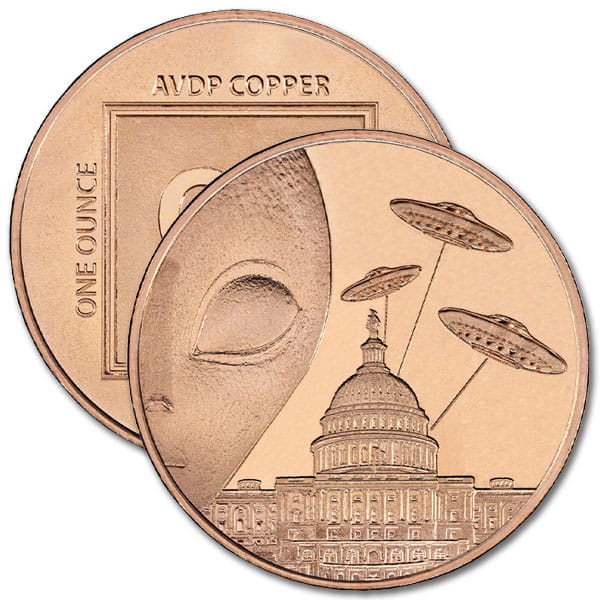 Copper UFO and US Capitol Round - 1 AVDP Oz, .999 Pure Copper