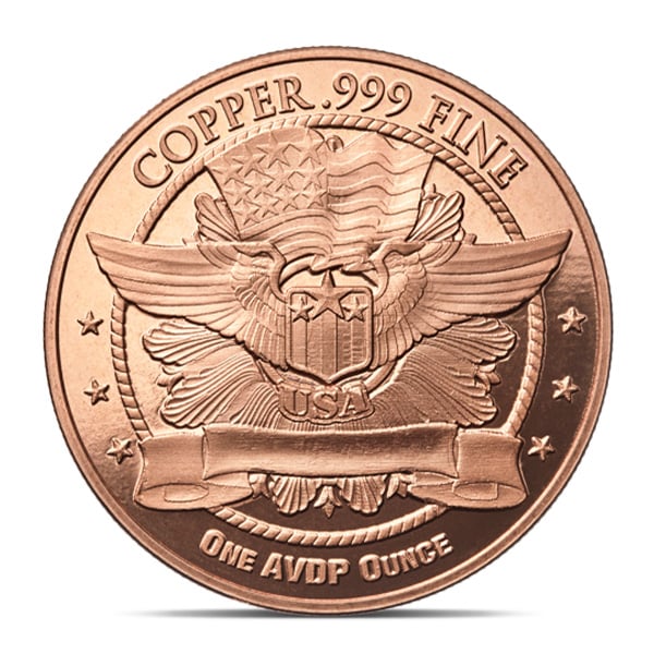 Copper Walking Liberty Round - 1 AVDP Oz, .999 Pure Copper