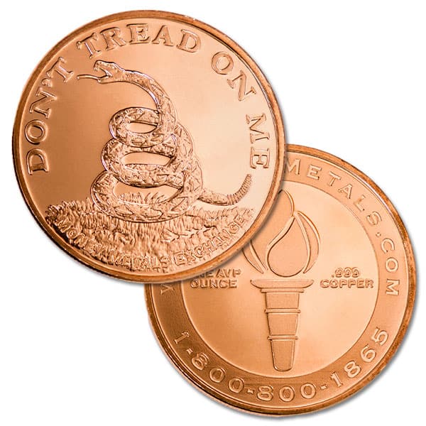 Don't Tread On Me 1 Oz Copper Rounds