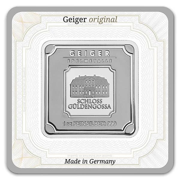 Geiger SILVER Bar - 1 Troy Oz .999 Pure, in Assay thumbnail
