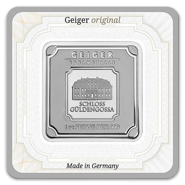 Geiger SILVER Bar - 1 Troy Oz .999 Pure, in Assay