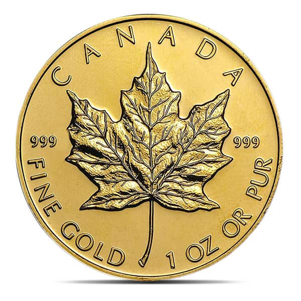 999 Canadian Maple Leaf - 1 Troy Ounce Gold, Uncirculated Condition