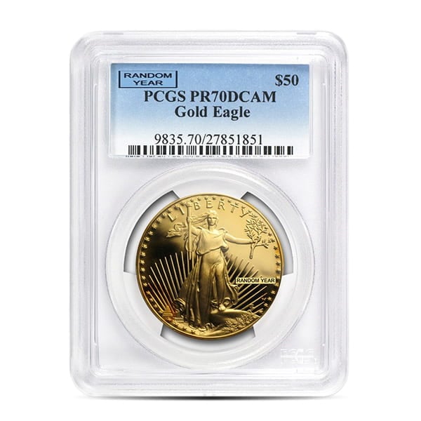 PR70 / PF70 Graded 1 Troy Oz Gold American Eagle (PCGS / NGC) - RANDOM Dates