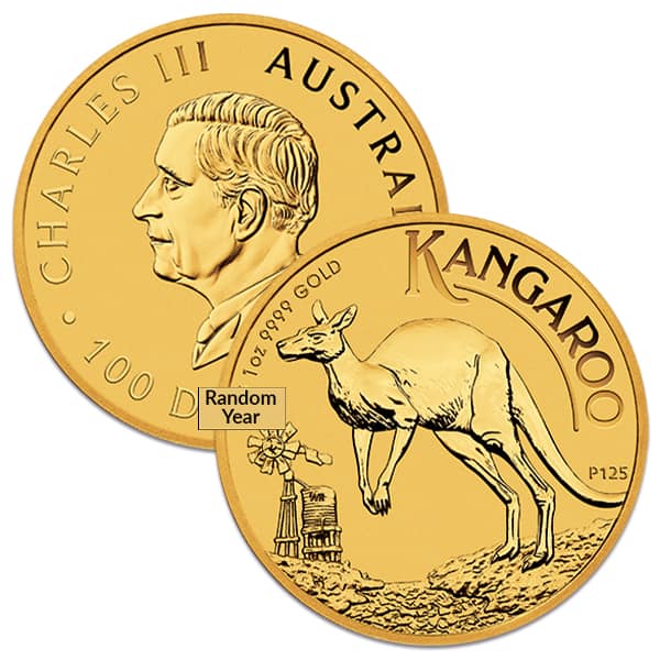 Australian Kangaroo, King Charles III - 1 Troy Oz Gold .9999 Pure (Random Year)