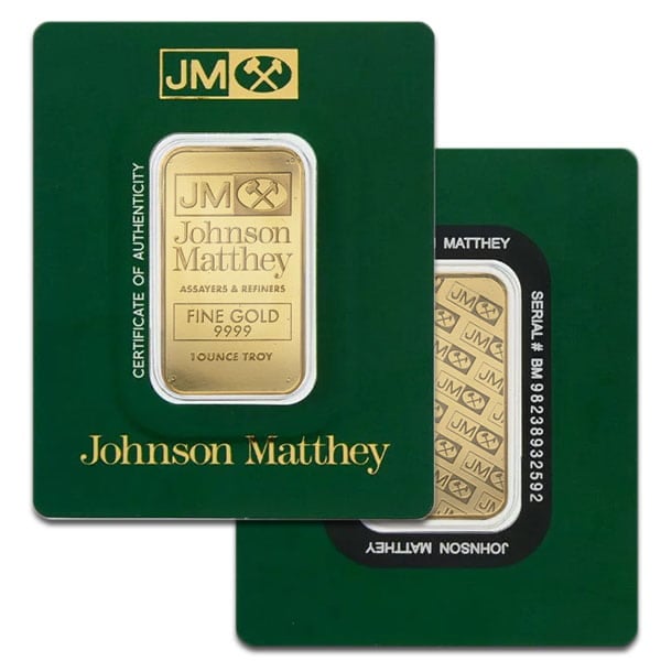 Johnson Matthey Gold Bar, 1 Troy Oz, .9999 Pure (Minted; New in Assay)